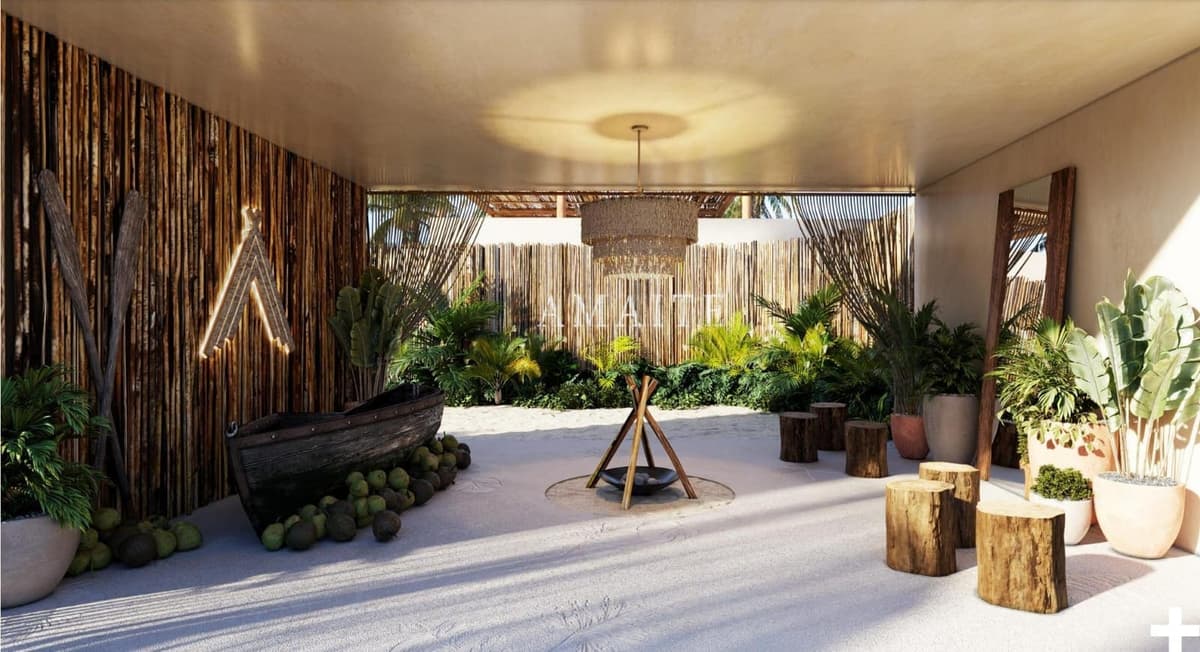 Espacio lounge con fogata